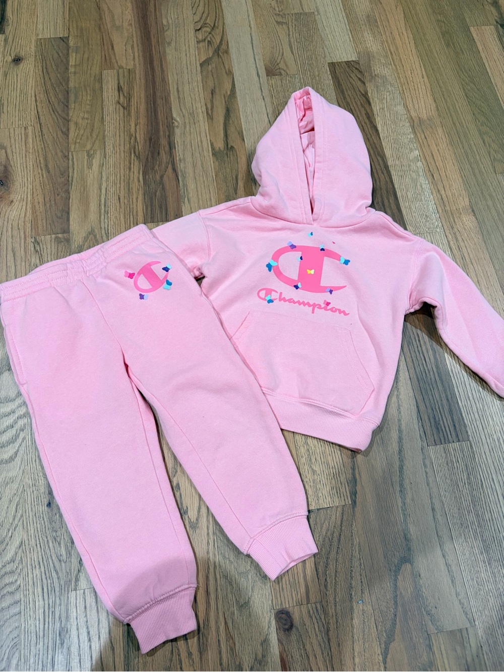 Champion toddler girl sweat outfit with hoodie and sweatpants